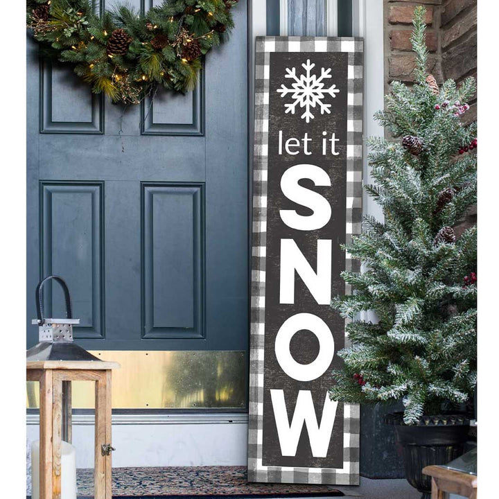 11x46 Buffalo Print Snowflake Let It Snow Leaner Sign