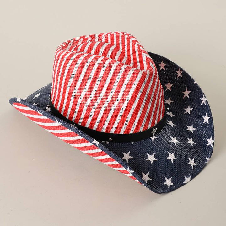 Stars & Stripes Straw Cowboy Hat
