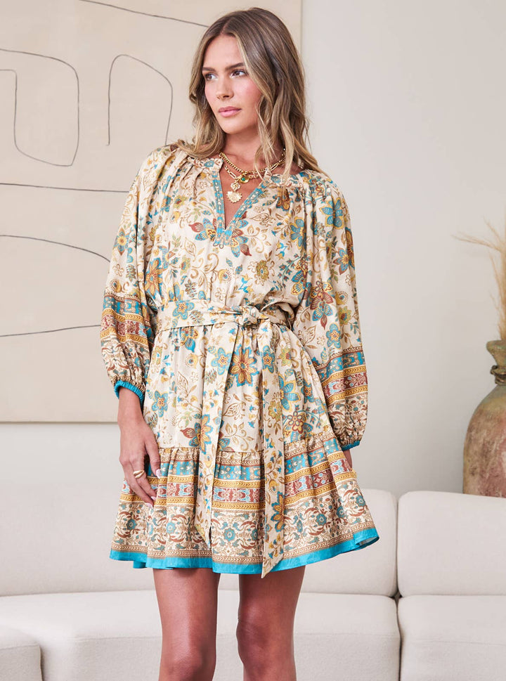 Paisley Border Printed Mini Dress