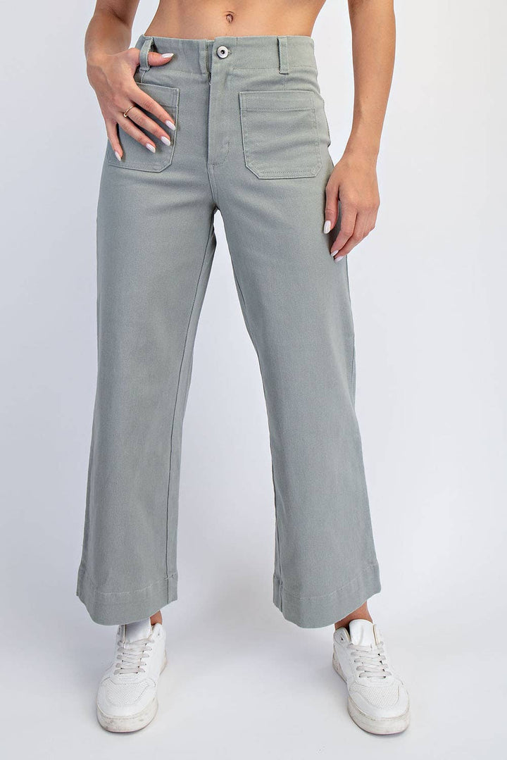 RAE MODE HEAVY COTTON TWILL CROPPED WIDE PANTS - TAUPE