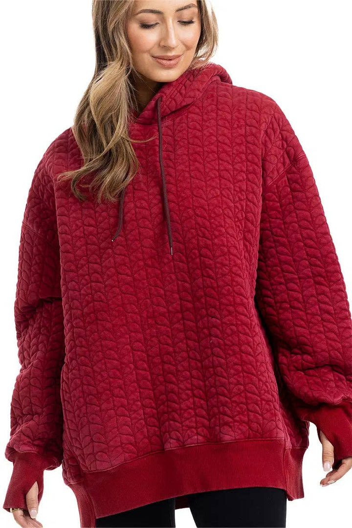 Crimson Comfort Quilted Hoodie