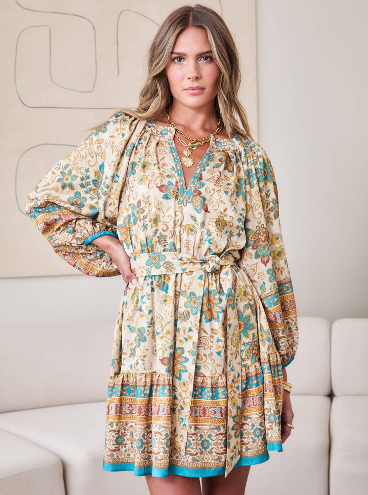 Paisley Border Printed Mini Dress