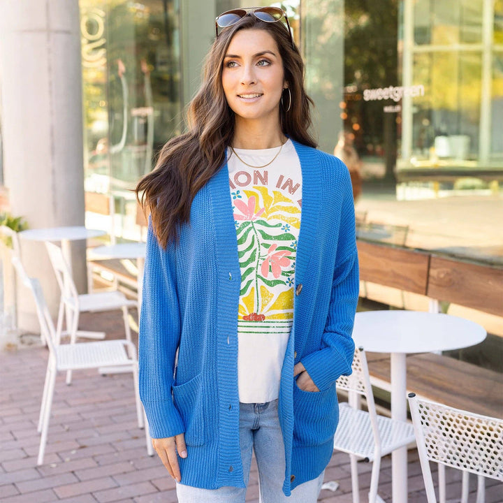 Oversized Comfy Knit Cardigan in Blue