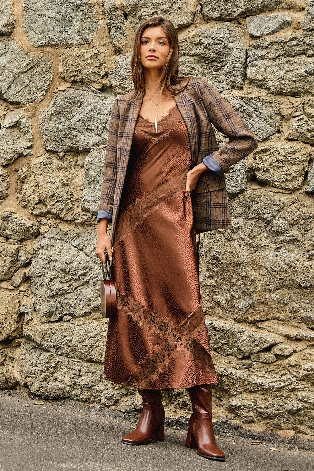 Autumn in Oxford Wool-Blend Plaid Blazer