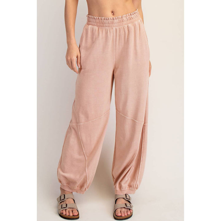RAE MODE MINERAL WASHED TERRY BUTTER JOGGER PANTS - DUSTY PINK
