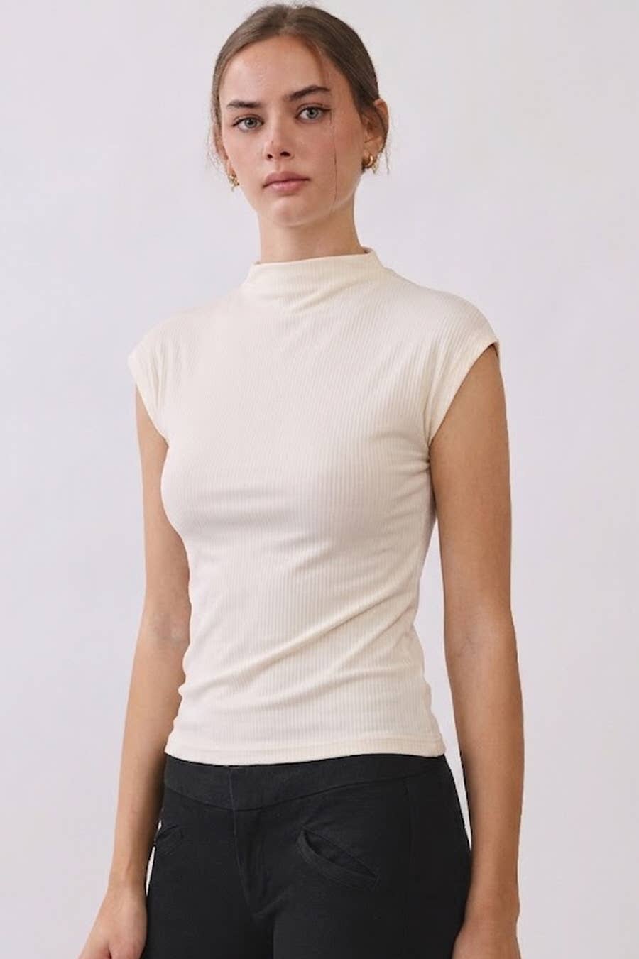 Rib Knit Mock Neck Top - 4 colors