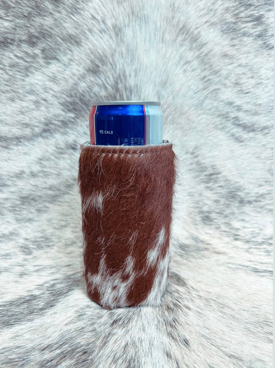 Skinny Can cowhide Koozies