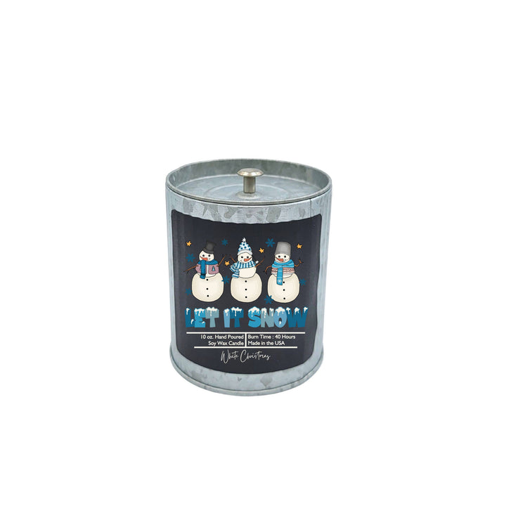 Let it Snow Soy Wax Candle - Rustic Tin Holiday Candles