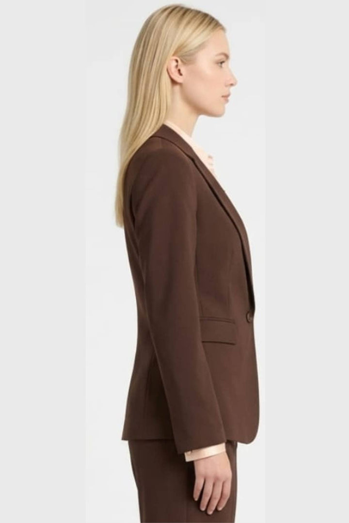 Zac & Rachel Notched Lapel Single Button Blazer - Chocolate