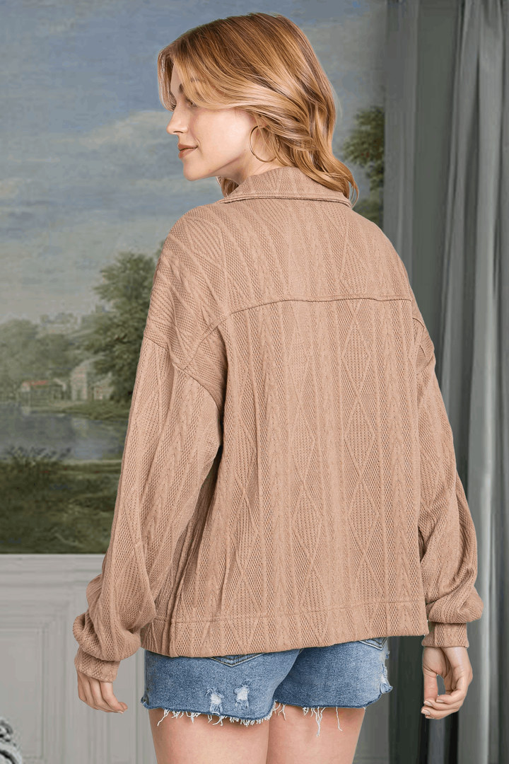 Textured Relaxed Shacket - Mocha