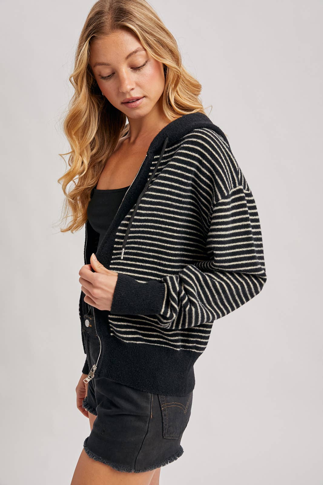 Weekend Favorite Striped Zip Hoodie Jacket