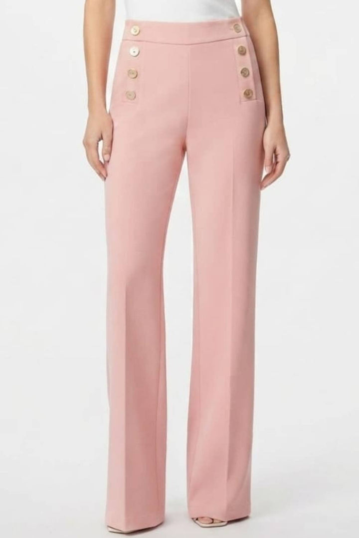 Zac & Rachel Sailor Button Wide-Leg Pants - Powder Pink