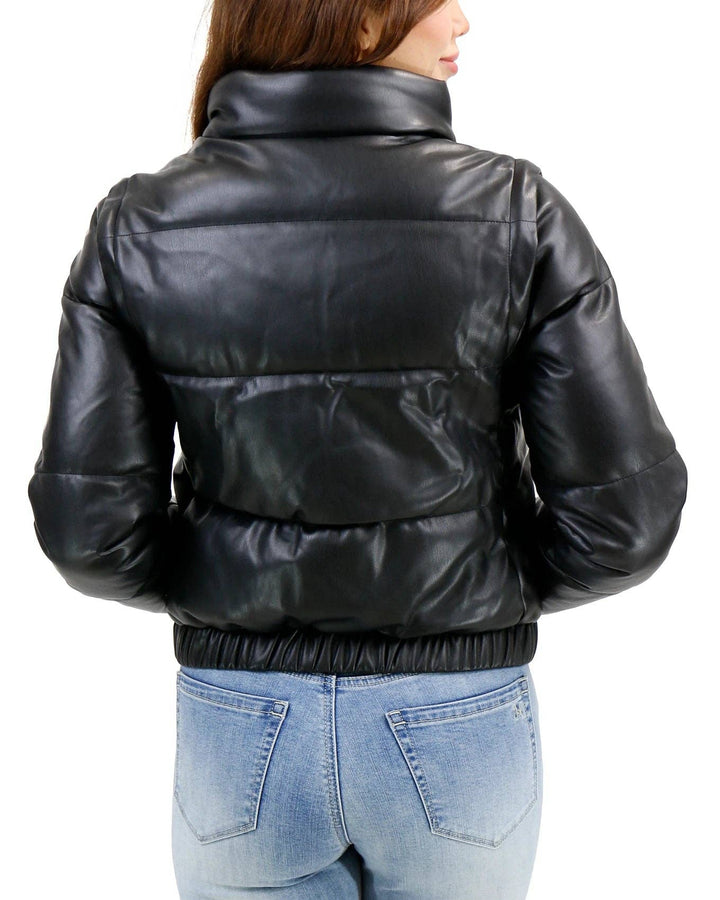 Grace and Lace Butter Faux Leather Puffer Jacket/Vest in Black