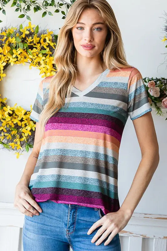 MULTI COLOR STRIPE PRINT TOP