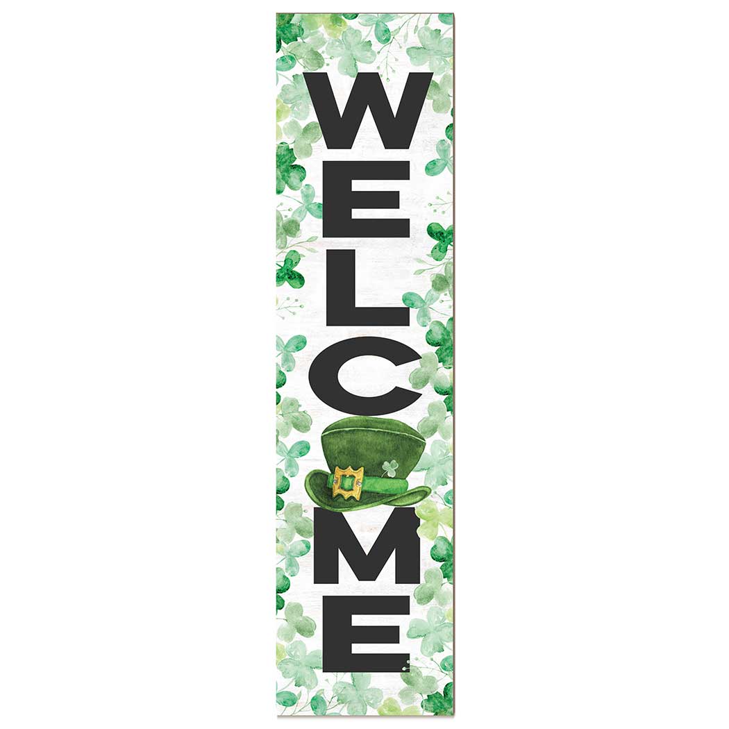 11x46 Welcome with Shamrocks Leaner Sign