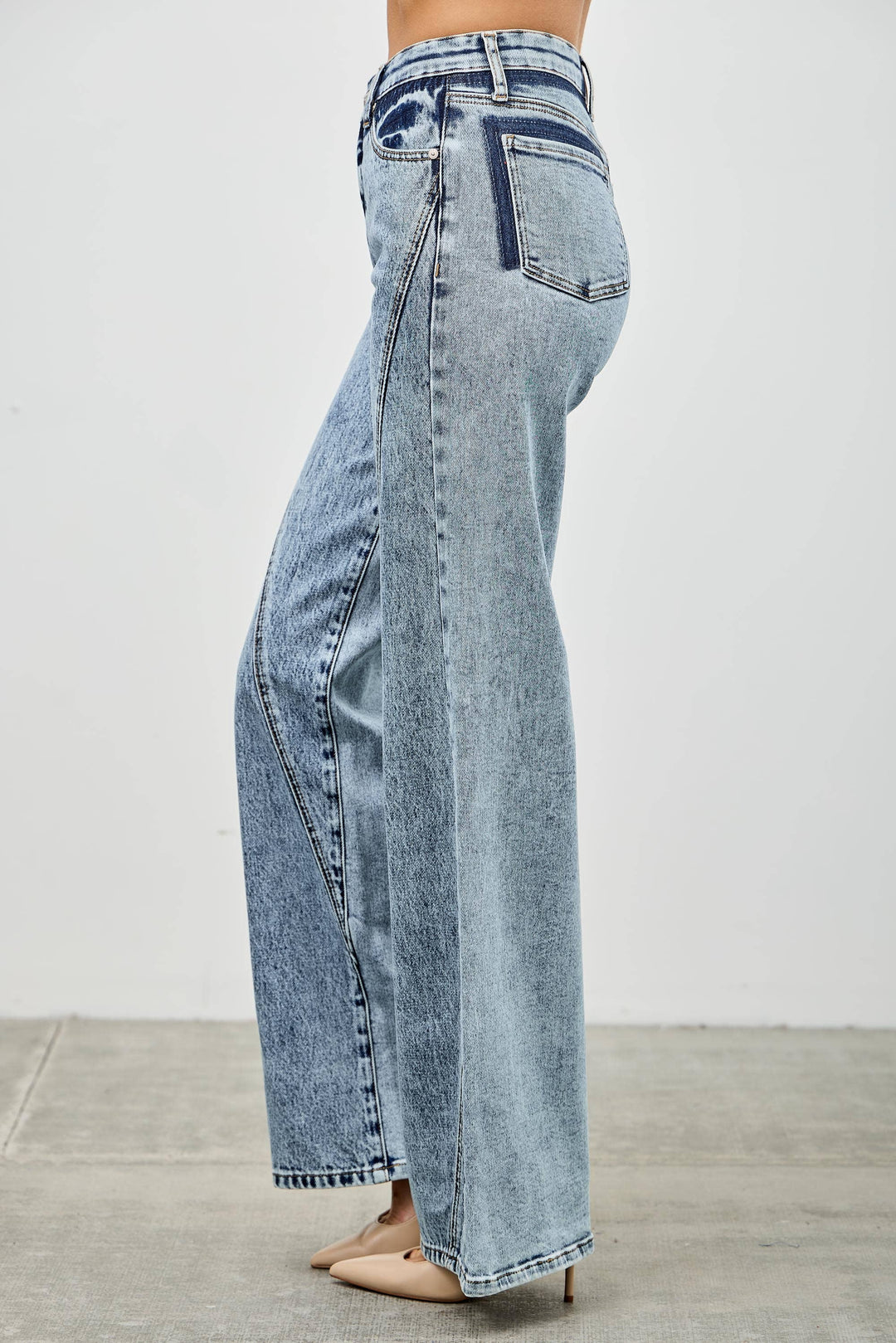 High Rise Relaxed Straight Jean with Seam Detail