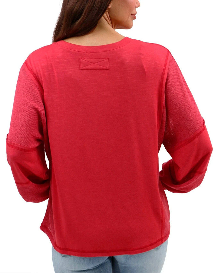 Dolman Sleeve Boho V-Neck Top in Poppy