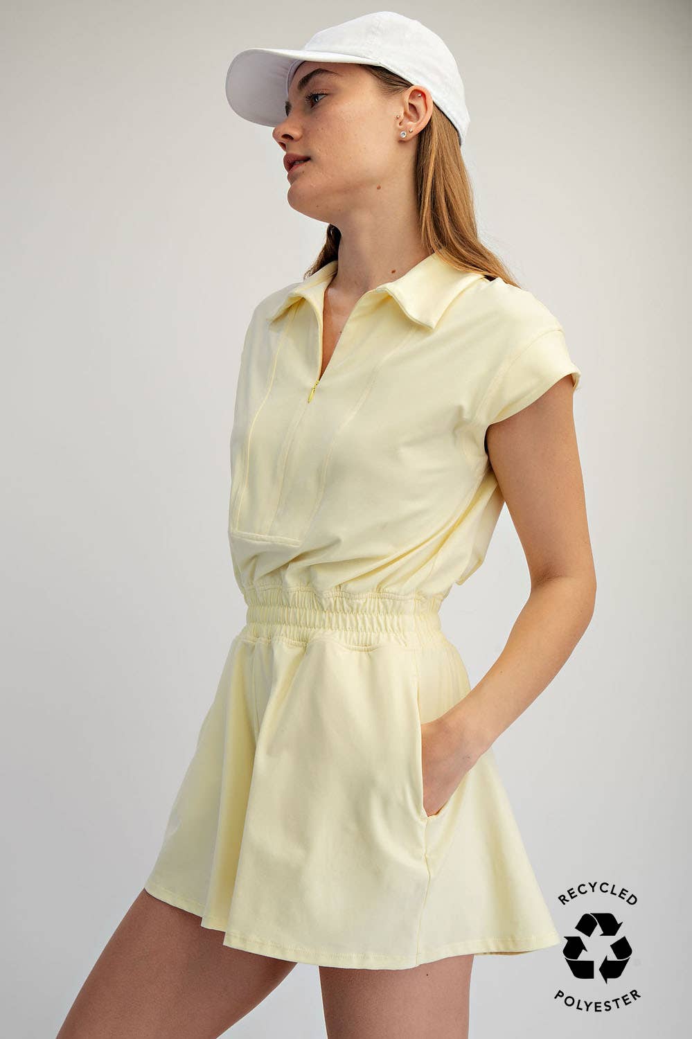 RAE MODE BUTTER SHORT SLEEVE QUARTER ZIP ROMPER