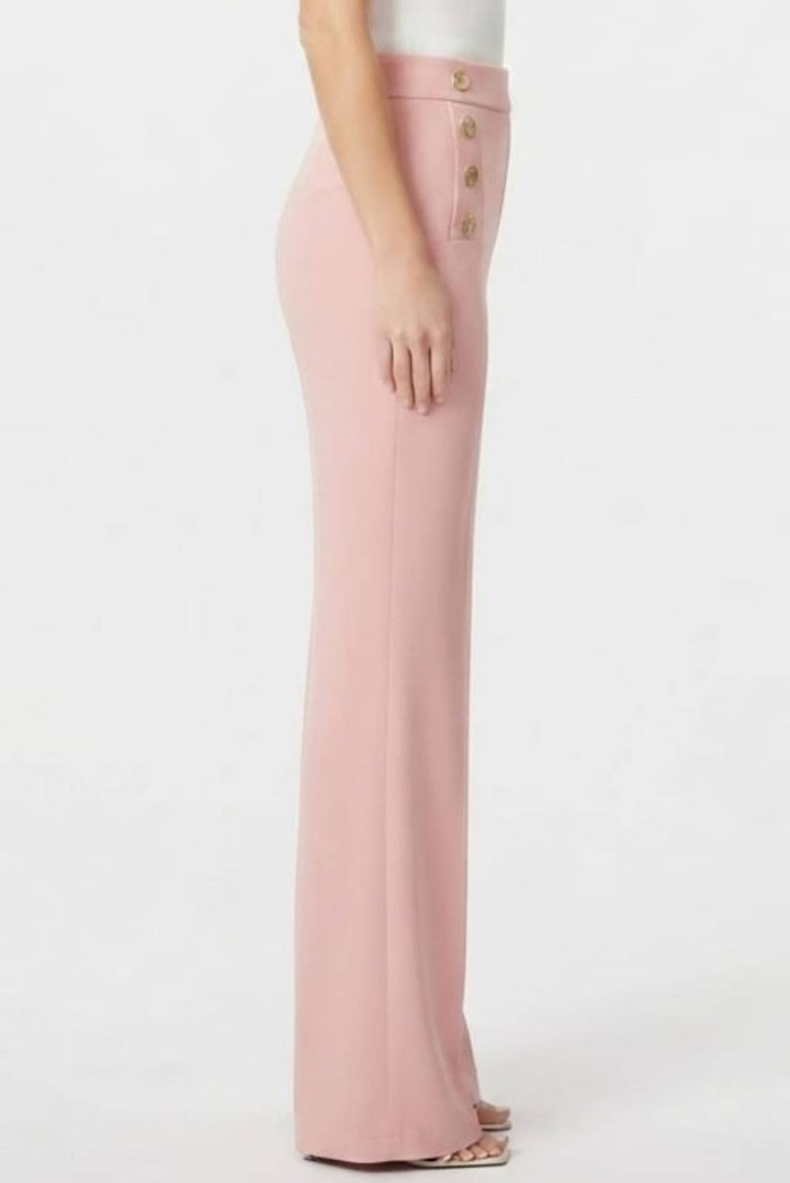 Zac & Rachel Sailor Button Wide-Leg Pants - Powder Pink