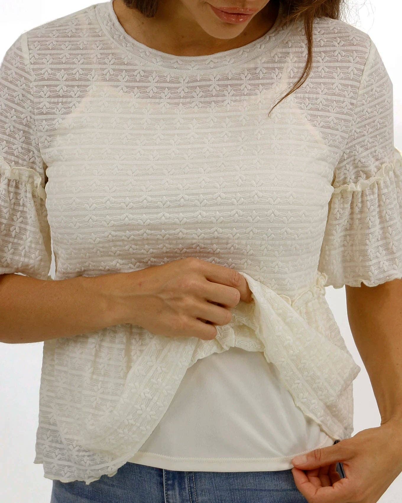 Grace and Lace Stretch Lace Peplum Top in Cream – Sublime Boutique