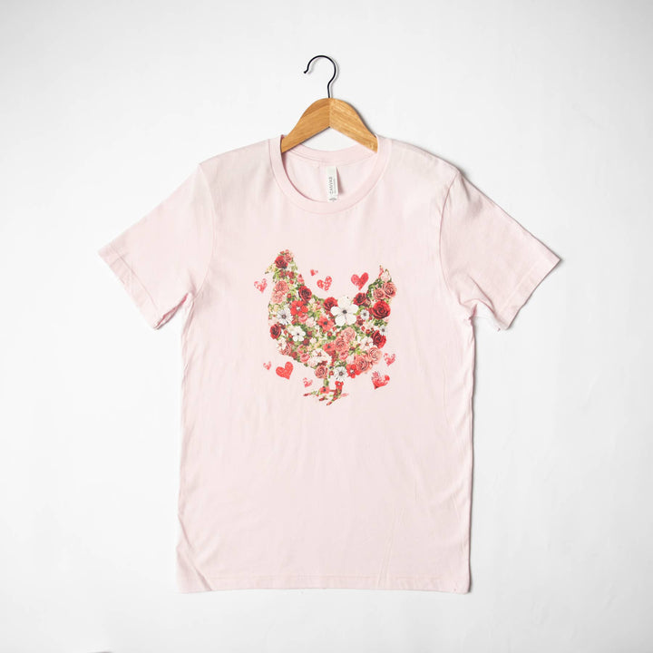 Valentines Floral Chicken Graphic Tee