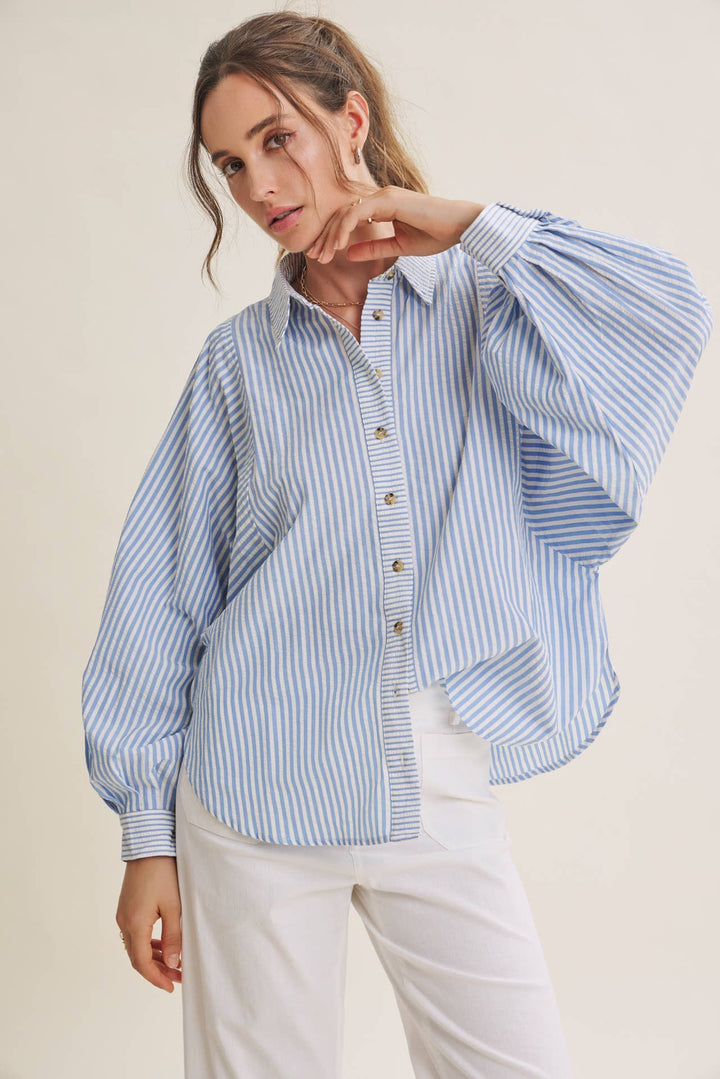 Between the Lines Button-Up - Brick Red