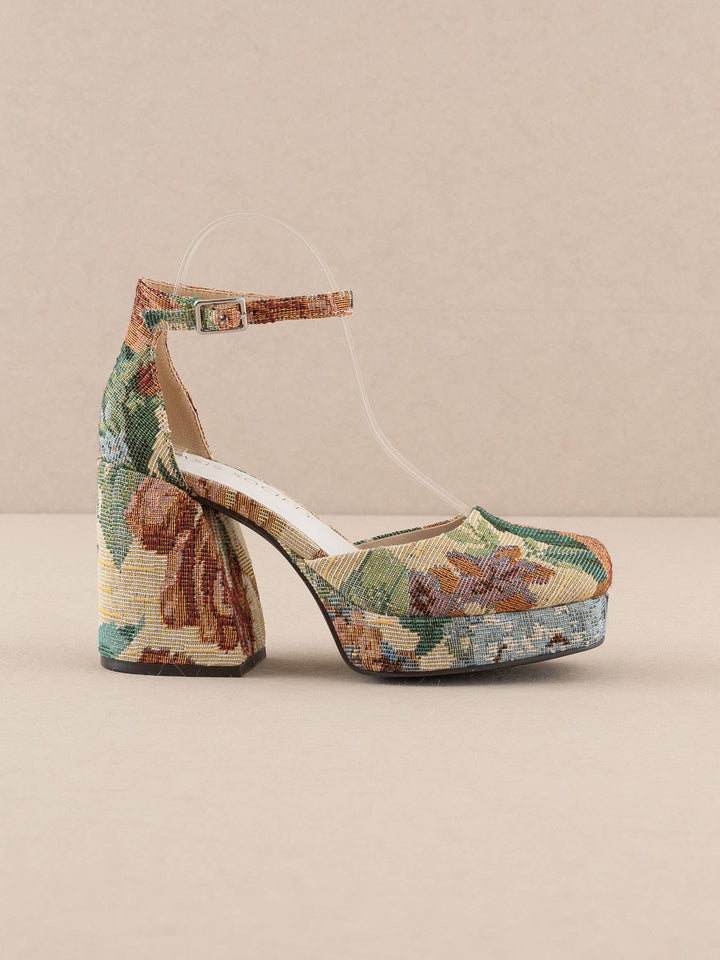 The Oslo | Tapestry Chunky Platform Mary Janes