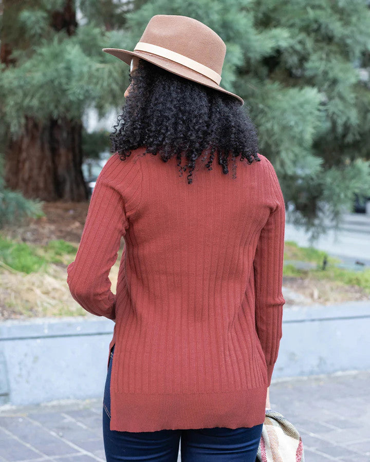 Grace and Lace - Everyday Ribbed Layering Sweater in Paprika