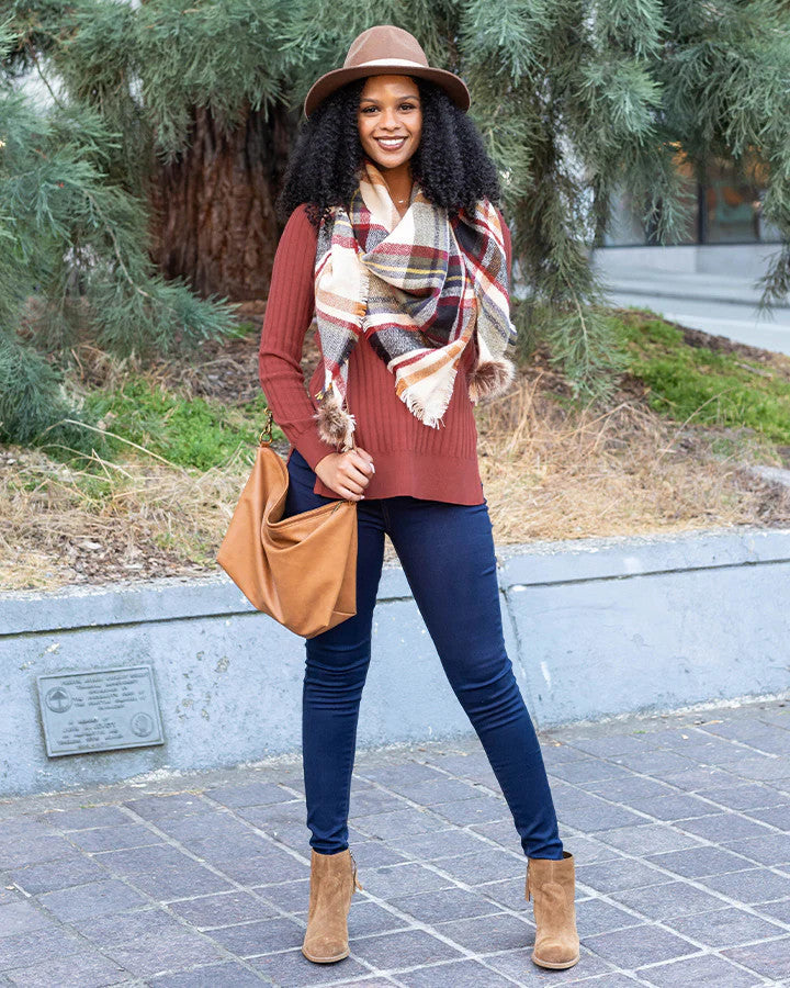 Grace and Lace - Everyday Ribbed Layering Sweater in Paprika