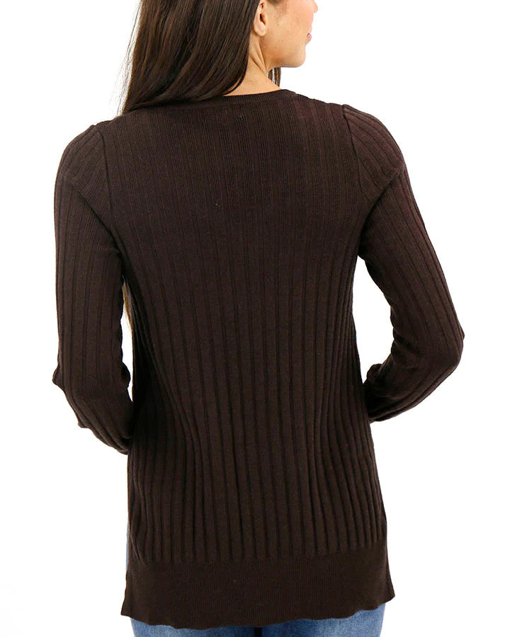 Grace and Lace - Everyday Ribbed Layering Sweater in Chocolate