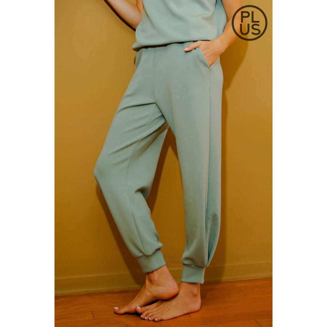 RAE MODE PLUS SIZE MODAL SCUBA FULL LENGTH JOGGER PANT - 3 COLORS