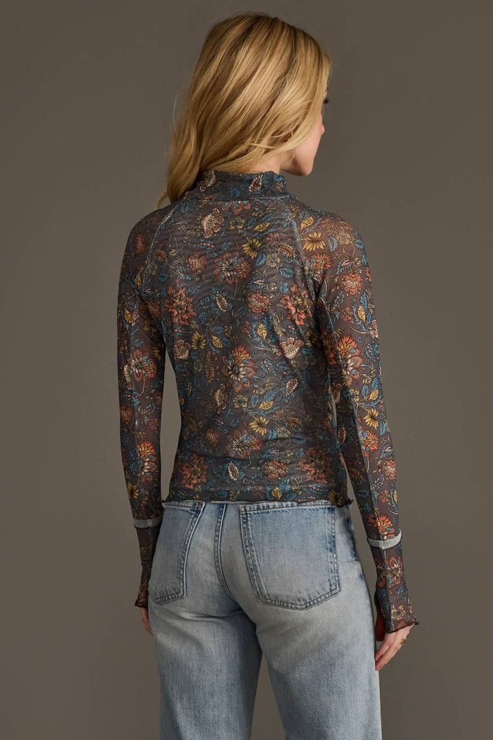 Layer Me Lovely Mesh Top - Gray Floral