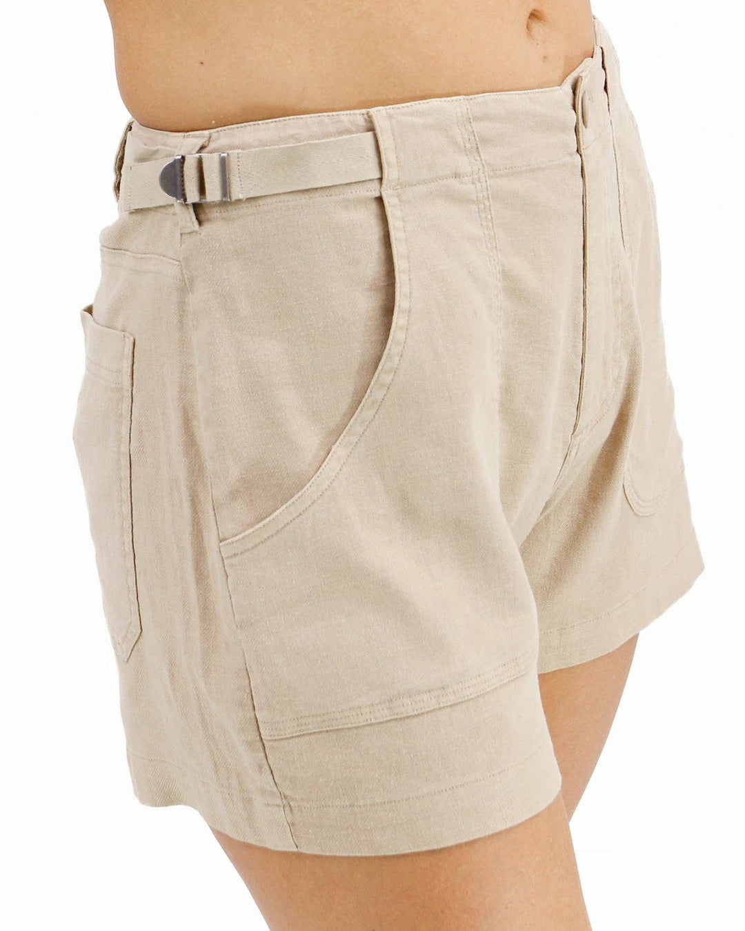 Grace and Lace Linen Shorts in Khaki