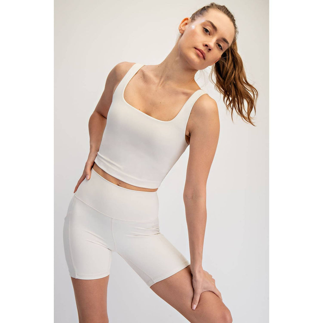 RAE MODE NYLON BUTTER SQUARE NECK CROPPED TANK - 2 colors!