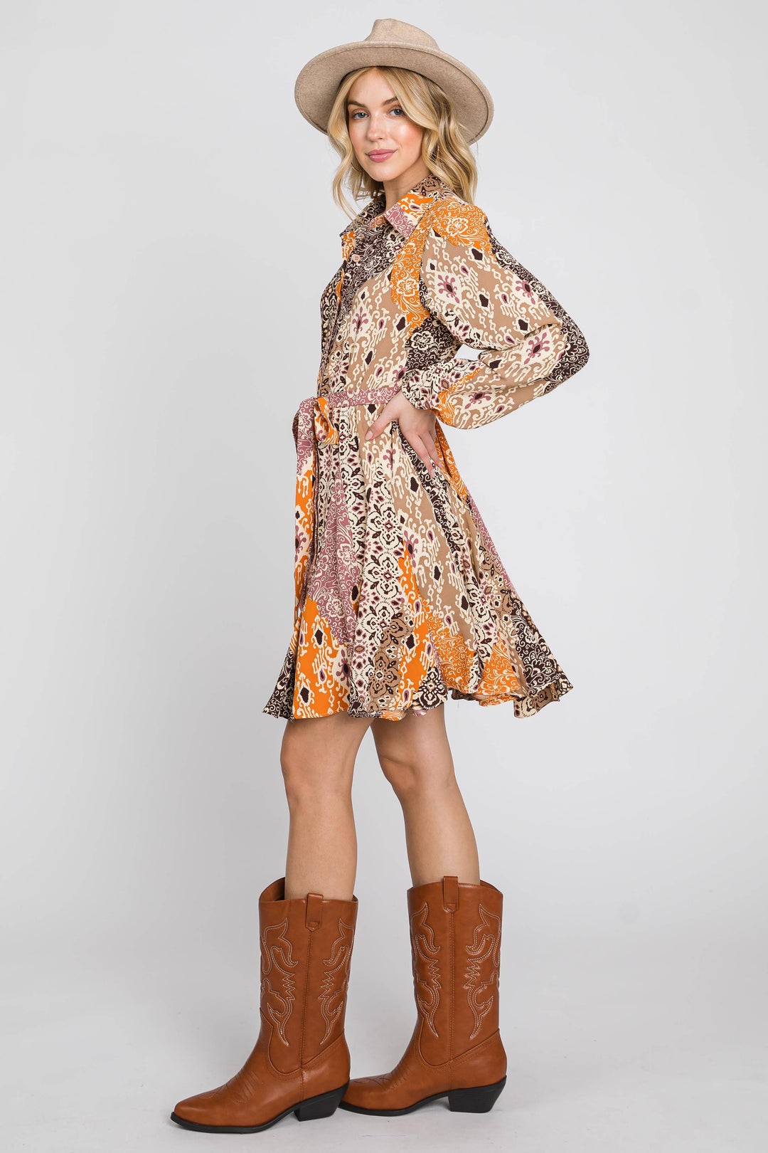 Festival Fields Button Down Flare Dress