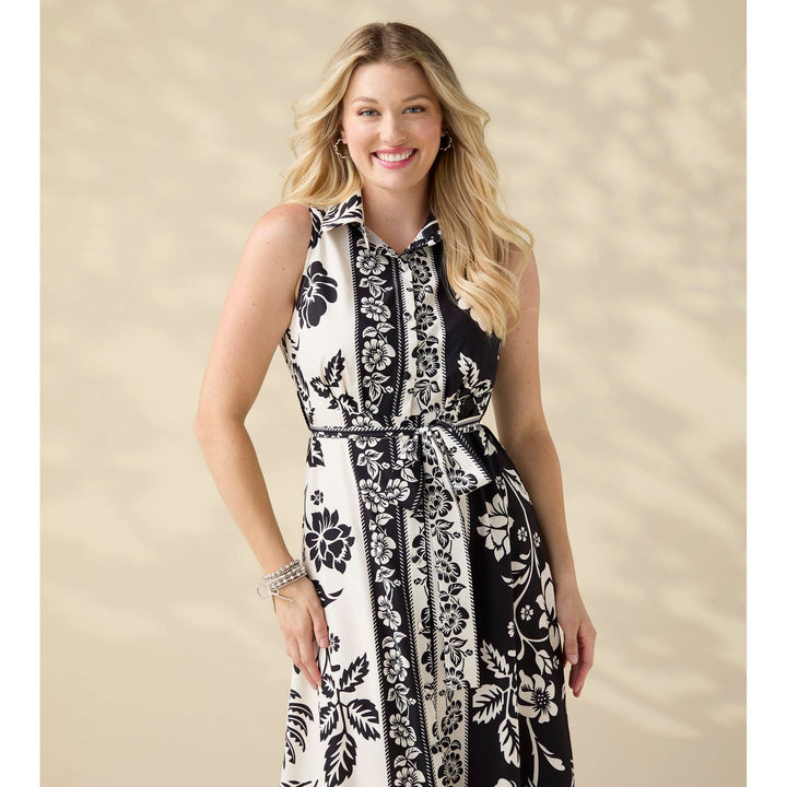Joelle Printed Collared Maxi Dress with Tie