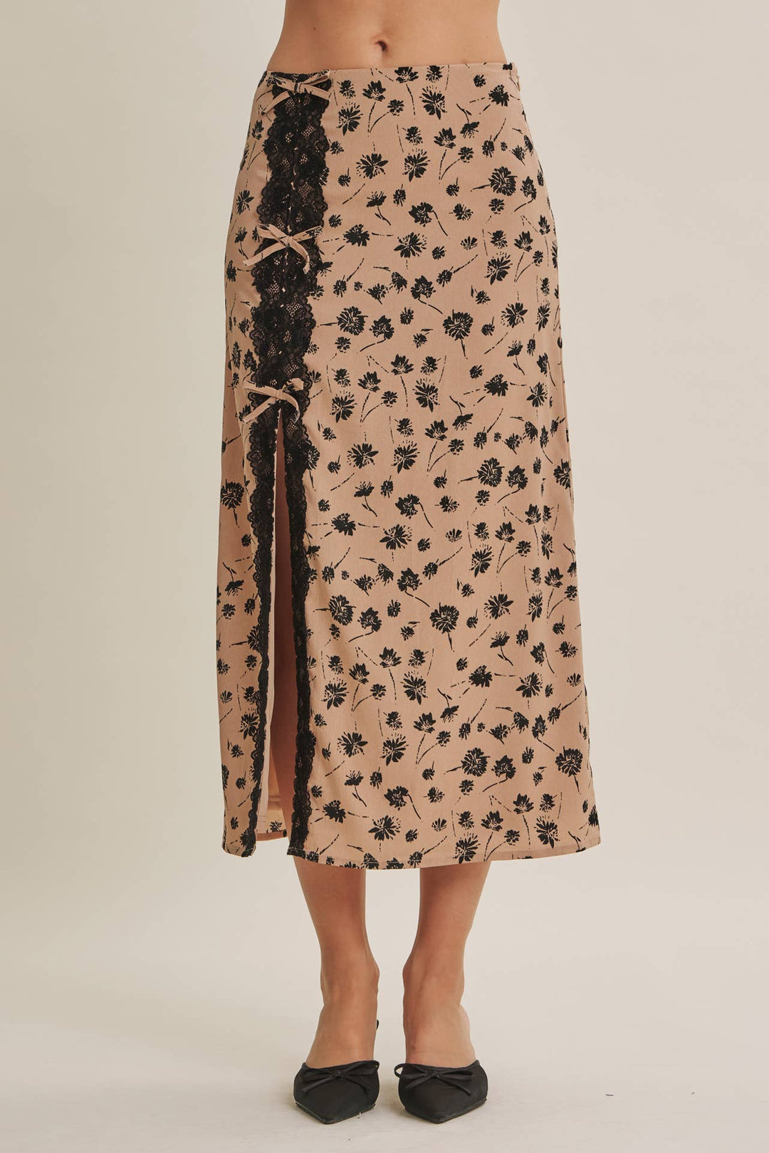 Midnight in Paris Floral Lace Midi Skirt