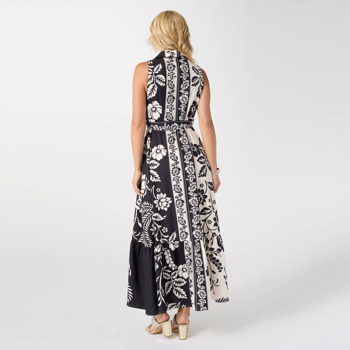 Joelle Printed Collared Maxi Dress with Tie