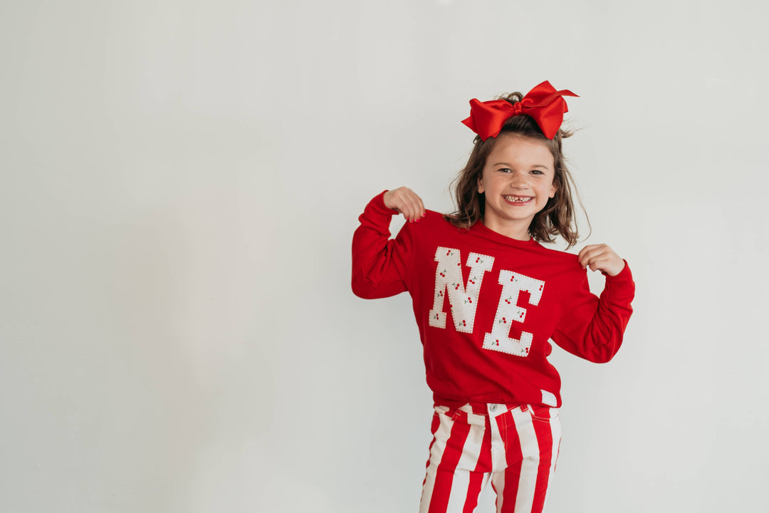 TODDLER/ YOUTH - CHERRY NE LONG SLEEVE TEE