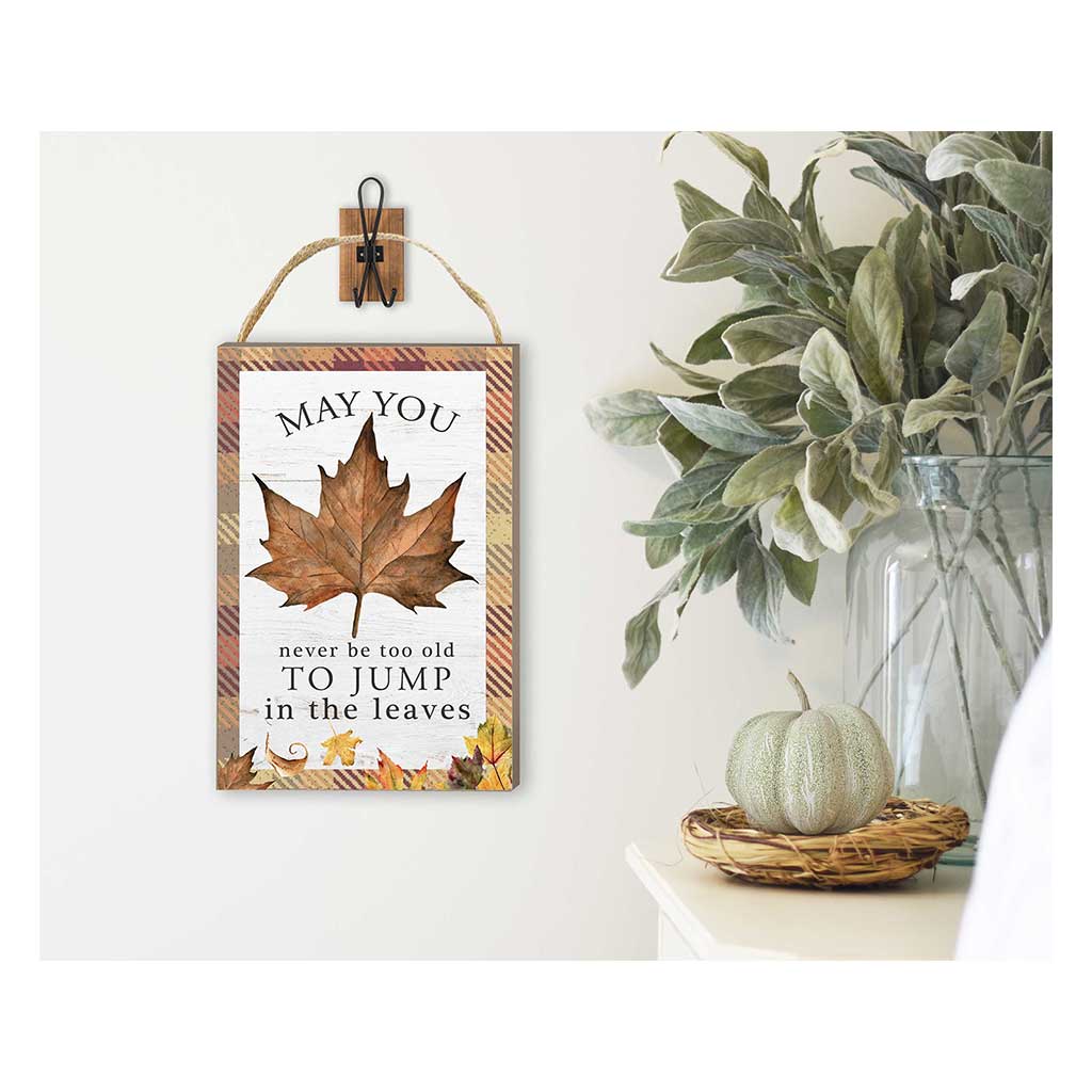 8x12 Jump in the Leaves Hanging Sign