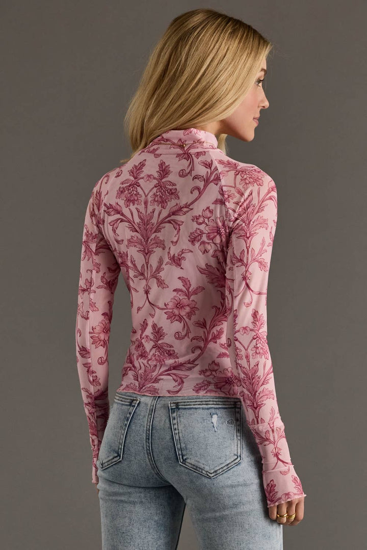 Layer Me Lovely Mesh Top - Floral Pink