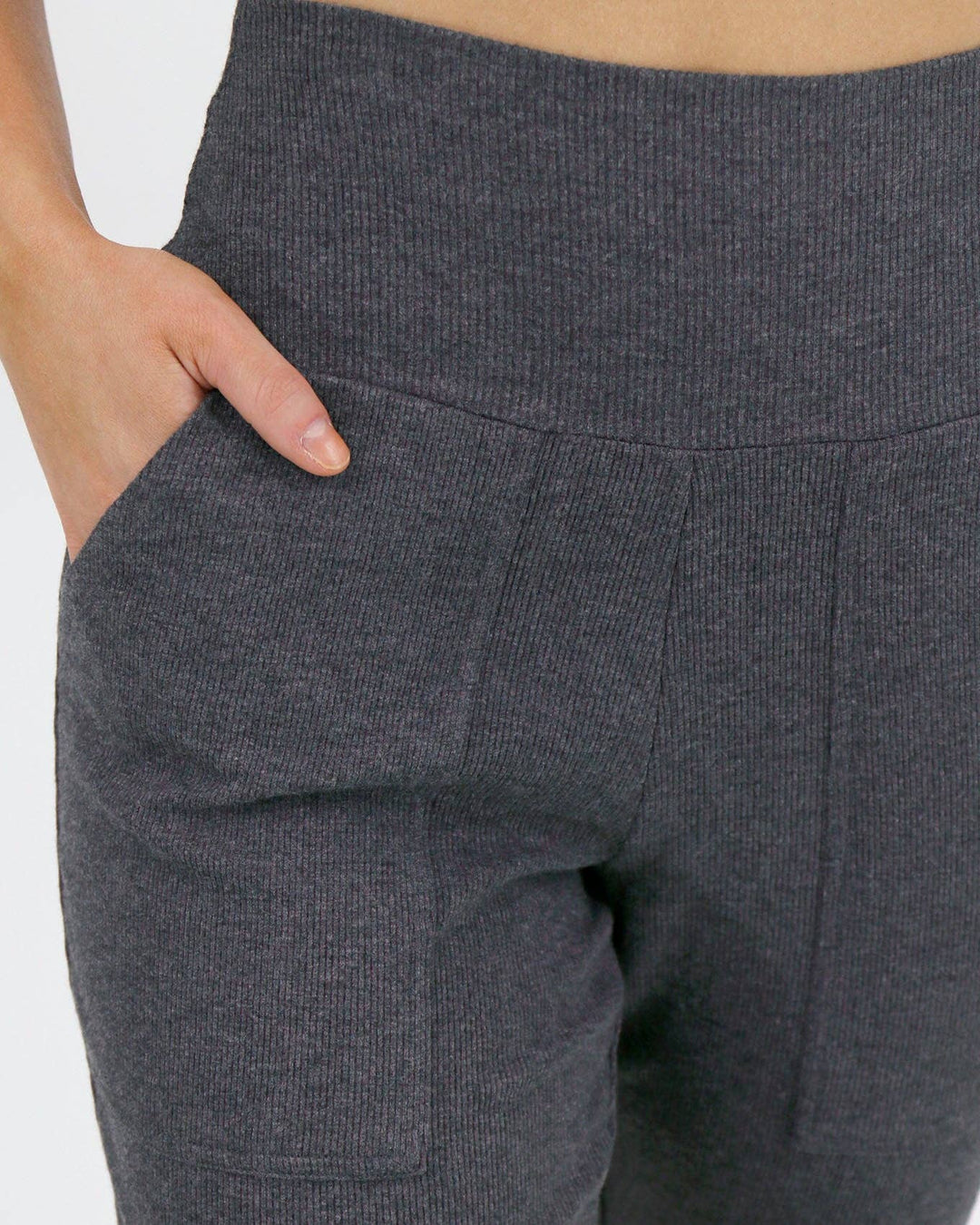 Essential Ribbed Jogger Pants In Charcoal