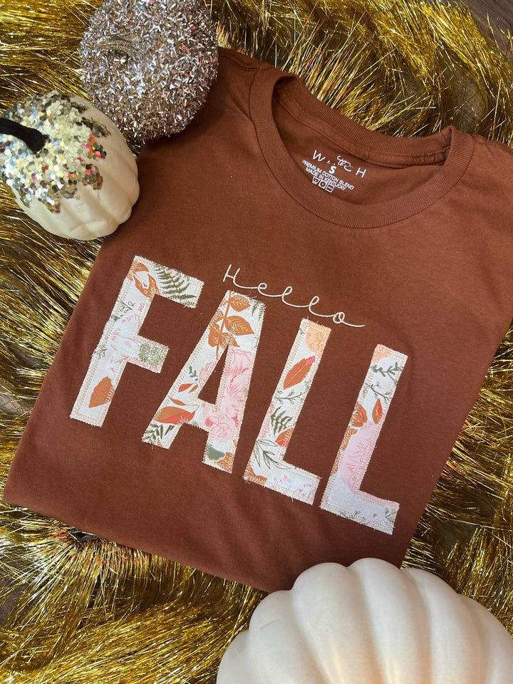 Hello Fall Tee | Handmade Applique Graphic