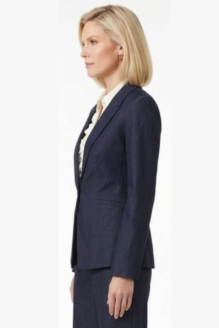 Zac & Rachel Notched Lapel Single Button Blazer - Dark Wash