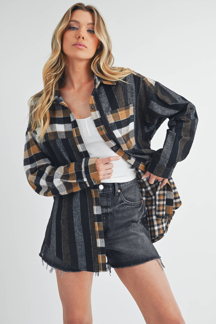 Lena Plaid Flannel Shirt - Brown/Black