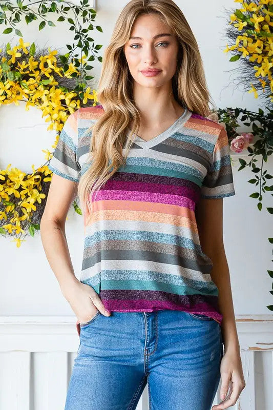 MULTI COLOR STRIPE PRINT TOP