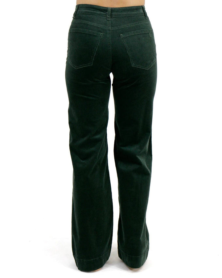 Wide Leg Corduroy Pants in Deep Green