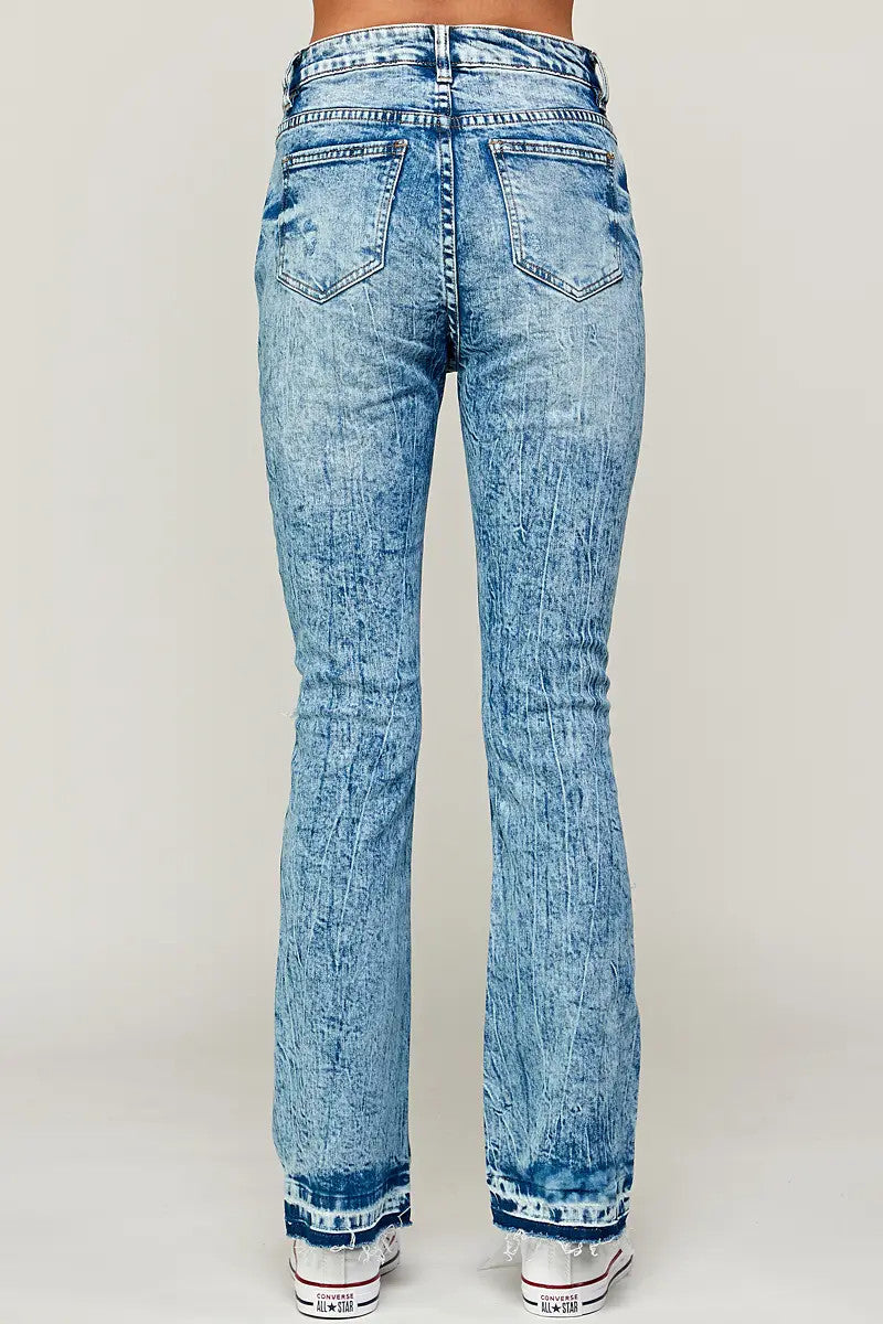 I&M Jeans - High Rise Slim Bootcut - Acid Medium Wash