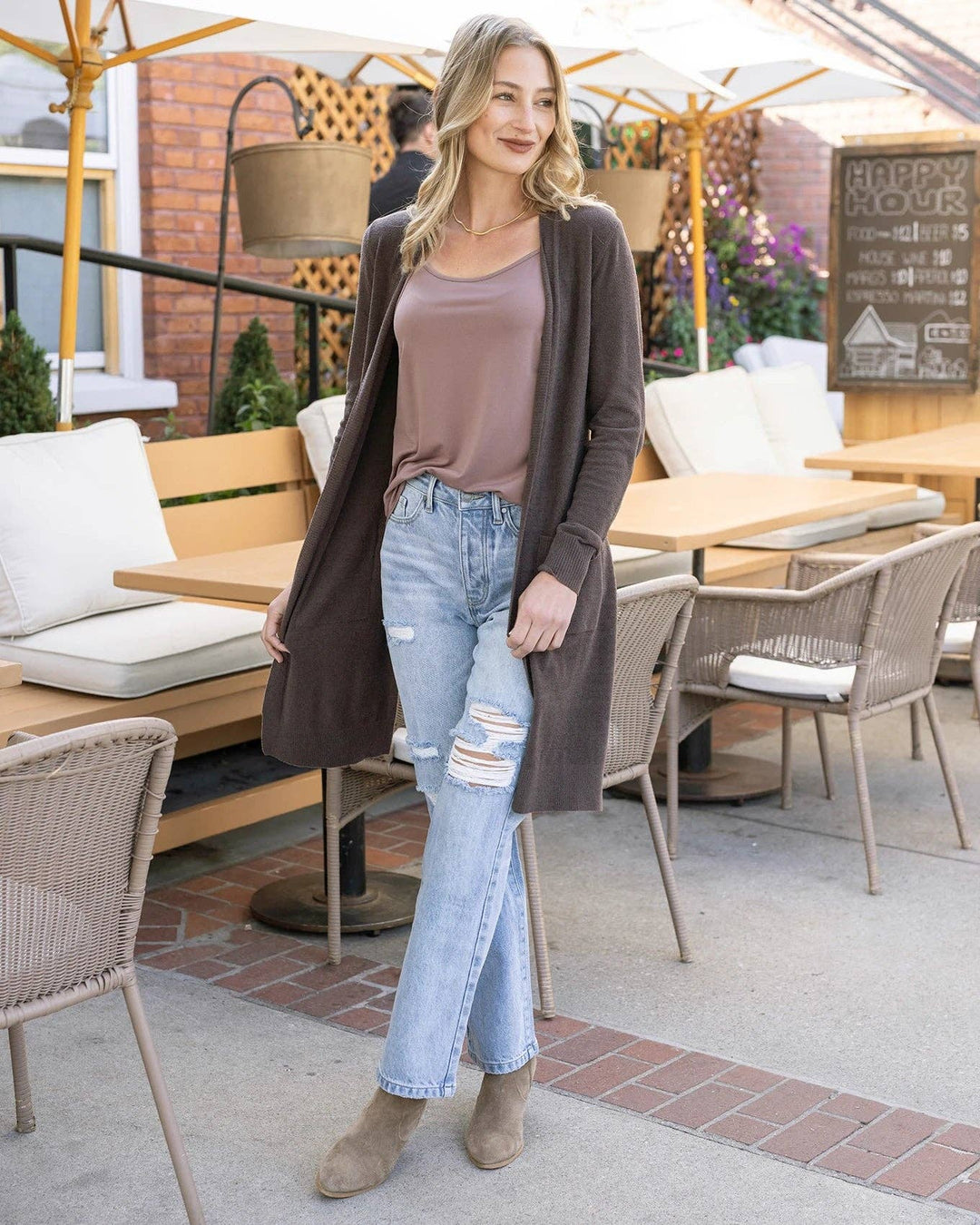 Micro Bambü Cardigan in Café