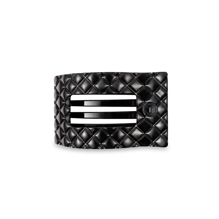 Flat Rectangle Hair Clip | Small | Jet Black Quilted